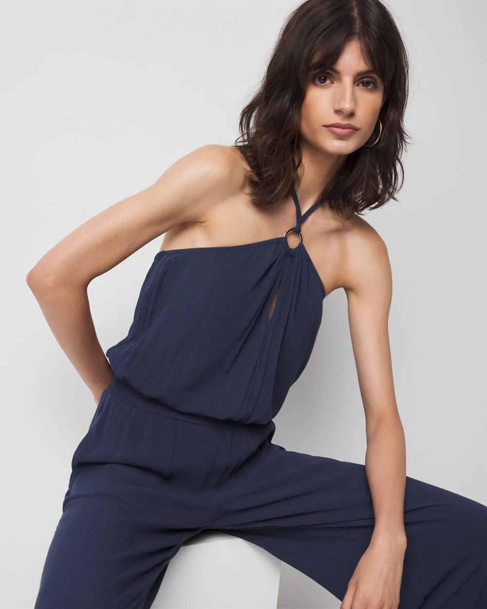 Halter O-Ring Jumpsuit Coverup | White House Black Market